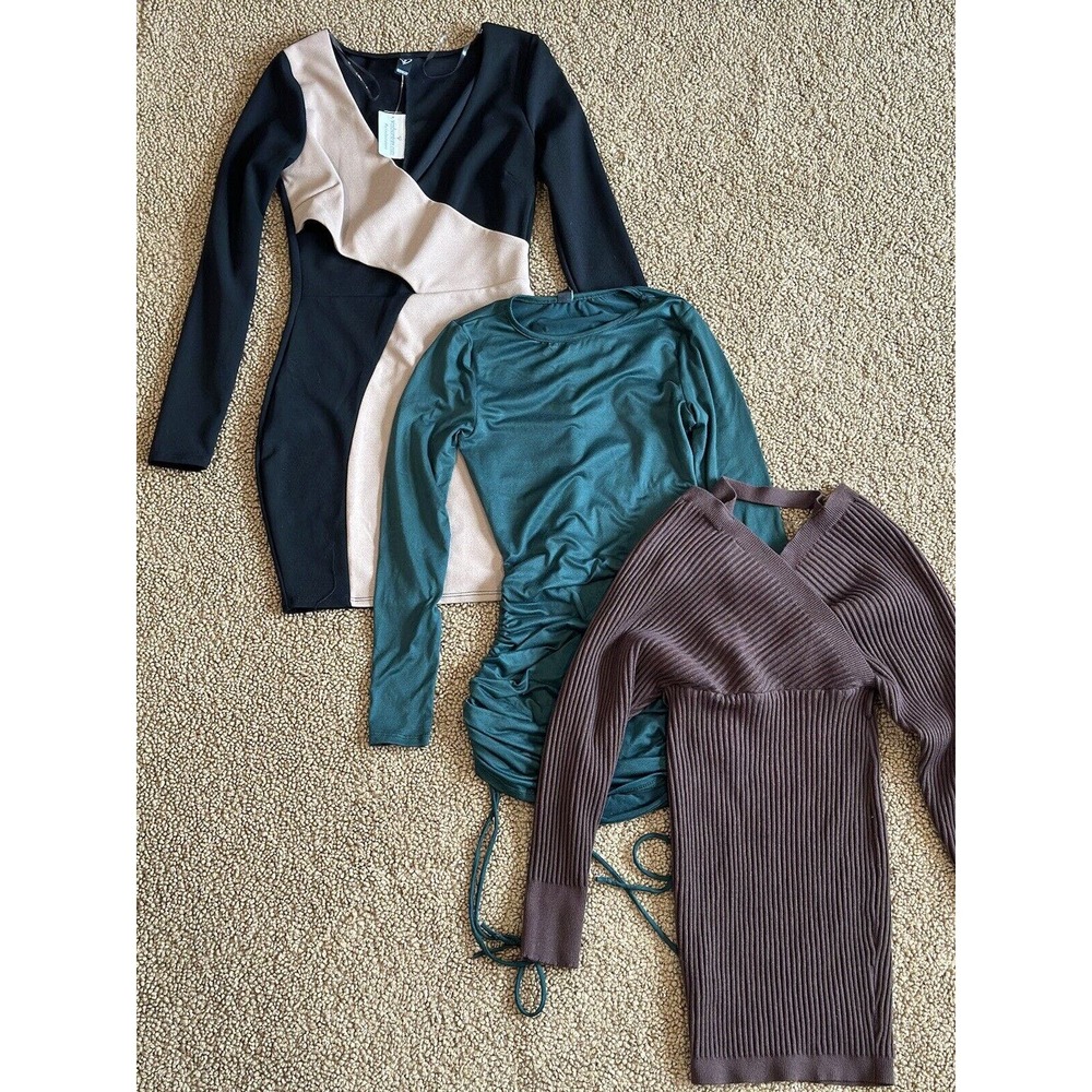 Lot Of 3 Windsor Dresses Size Small Never Worn Women’s Green/Black/Brown